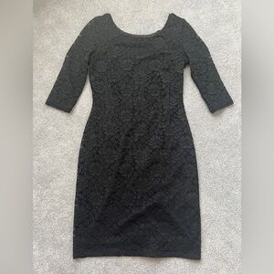 Eliza J Black Floral Lace Mid Sleeve Dress